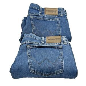 Wrangler Jeans Rugged Wear Lot Men's 36 x 34 Blue Denim Pants Straight Leg Work
